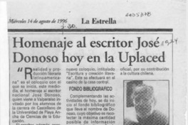 Homenaje al escritor José Donoso hoy en la Uplaced  [artículo].