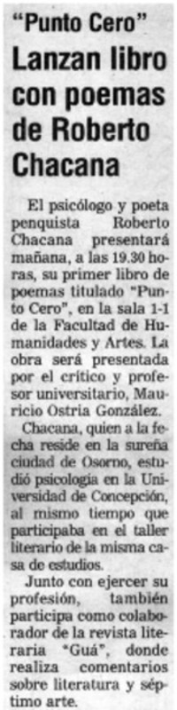 Lanzan libro con poemas de Roberto Chacana
