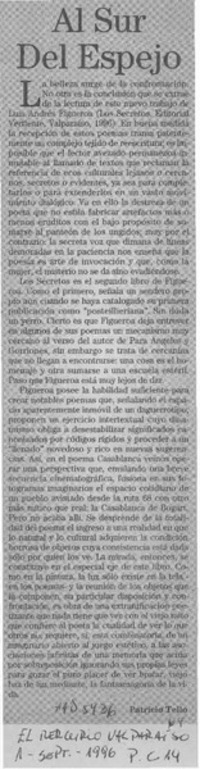 Al sur del espejo  [artículo] Patricio Tello.