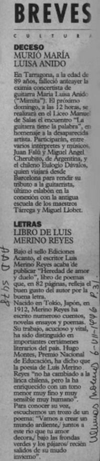 Libro de Luis Merino Reyes  [artículo].