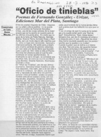 "Oficio de tinieblas"  [artículo] Luis Agoni Molina.