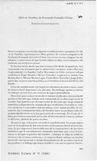Oficio de tinieblas, de Fernando González Urízar  [artículo] Ernesto Livacic Gazzano.
