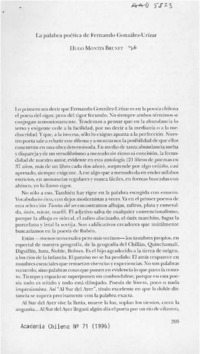 La palabra poética de Fernando González-Urízar  [artículo] Hugo Montes Brunet.