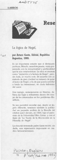 La Lógica de Hegel  [artículo].