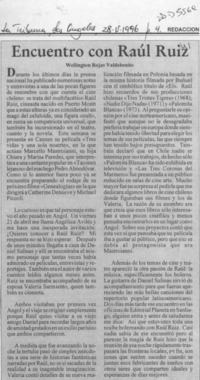 Encuentro con Raúl Ruiz  [artículo] Wellington Rojas Valdebenito.