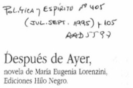 Después de ayer  [artículo] G. B.