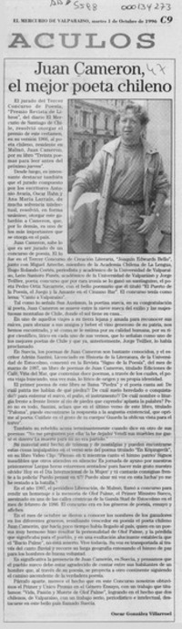 Juan Cameron, el mejor poeta chileno