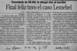 Final feliz tuvo el caso Lemebel  [artículo] L. N.