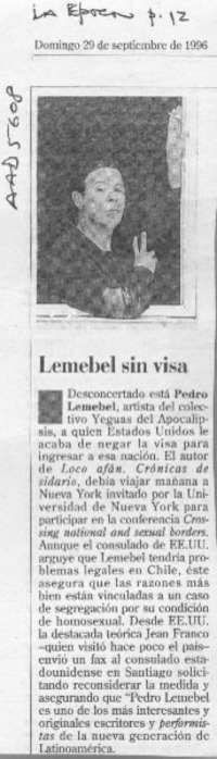 Lemebel sin visa  [artículo].