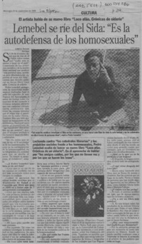 Lemebel se ríe del Sida: "Es la autodefensa de los homosexuales"  [artículo] Loreto Novoa.