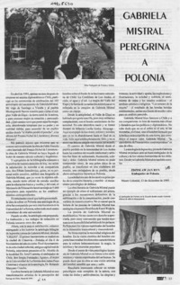 Gabriela Mistral peregrina a Polonia  [artículo] Zdzislaw Jan Ryn.