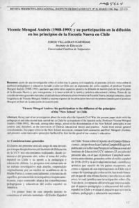 Vicente Mengod Andrés (1908-1993) y su participación en la difusión en los principios de la Escuela Nueva de Chile  [artículo] Jorge Villagrán Garnham.