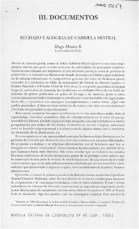 Rechazo y acogida de Gabriela Mistral