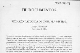 Rechazo y acogida de Gabriela Mistral