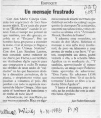 Un mensaje frustrado  [artículo] Juan Rubén Valenzuela.