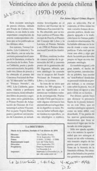 Veinticinco años de poesía  [artículo] Jaime Gómez Rogers.