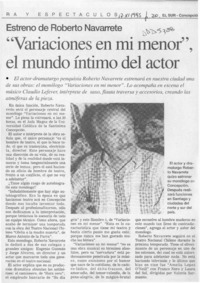 "Variaciones en mi menor" el mundo íntimo del actor  [artículo].