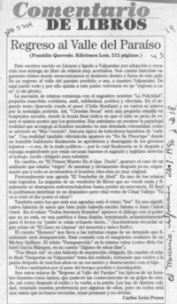 Regreso al Valle del paraíso  [artículo] Carlos León Pezoa.