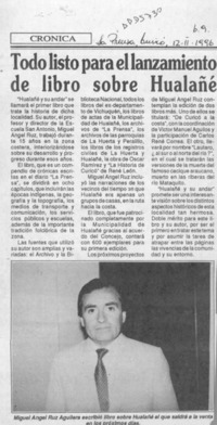 Todo listo para el lanzamiento de libro sobre Hualañé
