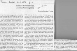 Carmen Ramos Beiza, poetisa aconcagüina  [artículo] Osvaldo González Peralta.
