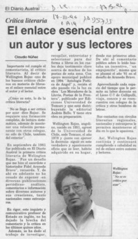 El enlace esencial entre un autor y sus lectores  [artículo] Claudio Núñez.