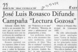 José Luis Rosasco difunde campaña "Lectura gozosa"  [artículo].
