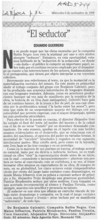 "El seductor"  [artículo] Eduardo guerrero.