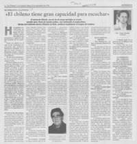 "El chileno tiene gran capacidad para escuchar"