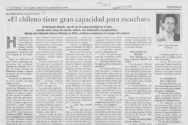 "El chileno tiene gran capacidad para escuchar"