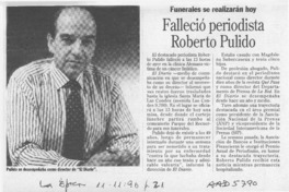Falleció periodista Roberto Pulido  [artículo].