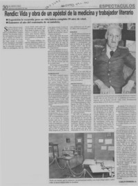 Rendic, vida y obra de un apóstol de la medicina y trabajador literario