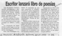 Escritor lanzará libro de poesías  [artículo].