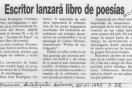 Escritor lanzará libro de poesías  [artículo].