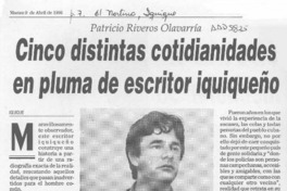 Cinco distintas cotidianidades en pluma de escritor iquiqueño  [artículo].