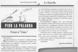 Premiar el "Gitano"  [artículo] Juan Meza Sepúlveda.