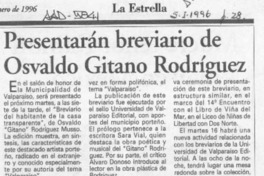Presentarán breviario de Osvaldo Gitano Rodríguez