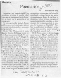Poemarios  [artículo] Abelardo Troy.