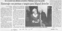 Homenaje con poemas y tangos para Miguel Arteche  [artículo] Alejandra Rivera.