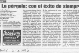 La pérgola, con el éxito de siempre  [artículo] Hans Ehrmann.