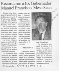 Recordaron a Ex Gobernador Manuel Francisco Mesa Seco  [artículo].