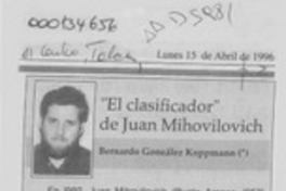 "El clasificador", de Juan Mihovilovic