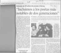 "Incluimos a los poetas más notables de dos generaciones"  [artículo].