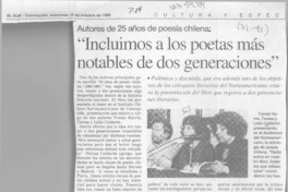"Incluimos a los poetas más notables de dos generaciones"  [artículo].