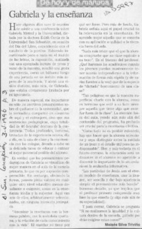 Gabriela y la enseñanza  [artículo] Moisés Silva Triviño.