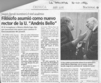 Filósofo asumió como nuevo rector de la U. "Andrés Bello"  [artículo] Paulina Calleja N.