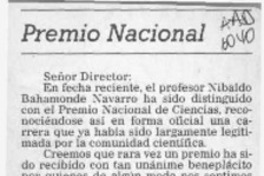 Premio Nacional  [artículo] Alberto Carvacho.