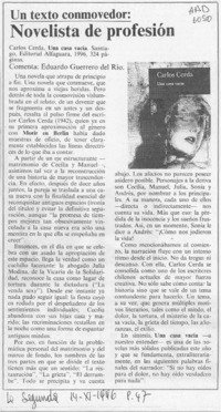 Un texto conmovedor, novelista de profesión  [artículo] Eduardo Guerrero del Río.