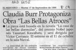 Claudia Burr protagoniza obra "Las bellas atroces"  [artículo].