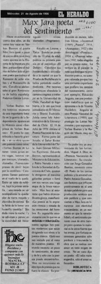 Max Jara, poeta del sentimiento  [artículo].