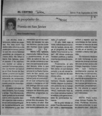 Poesía en San Javier  [artículo] Rosa González Baeza.